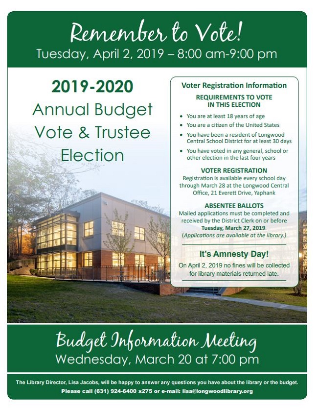 Budget Information Longwood Public Library
