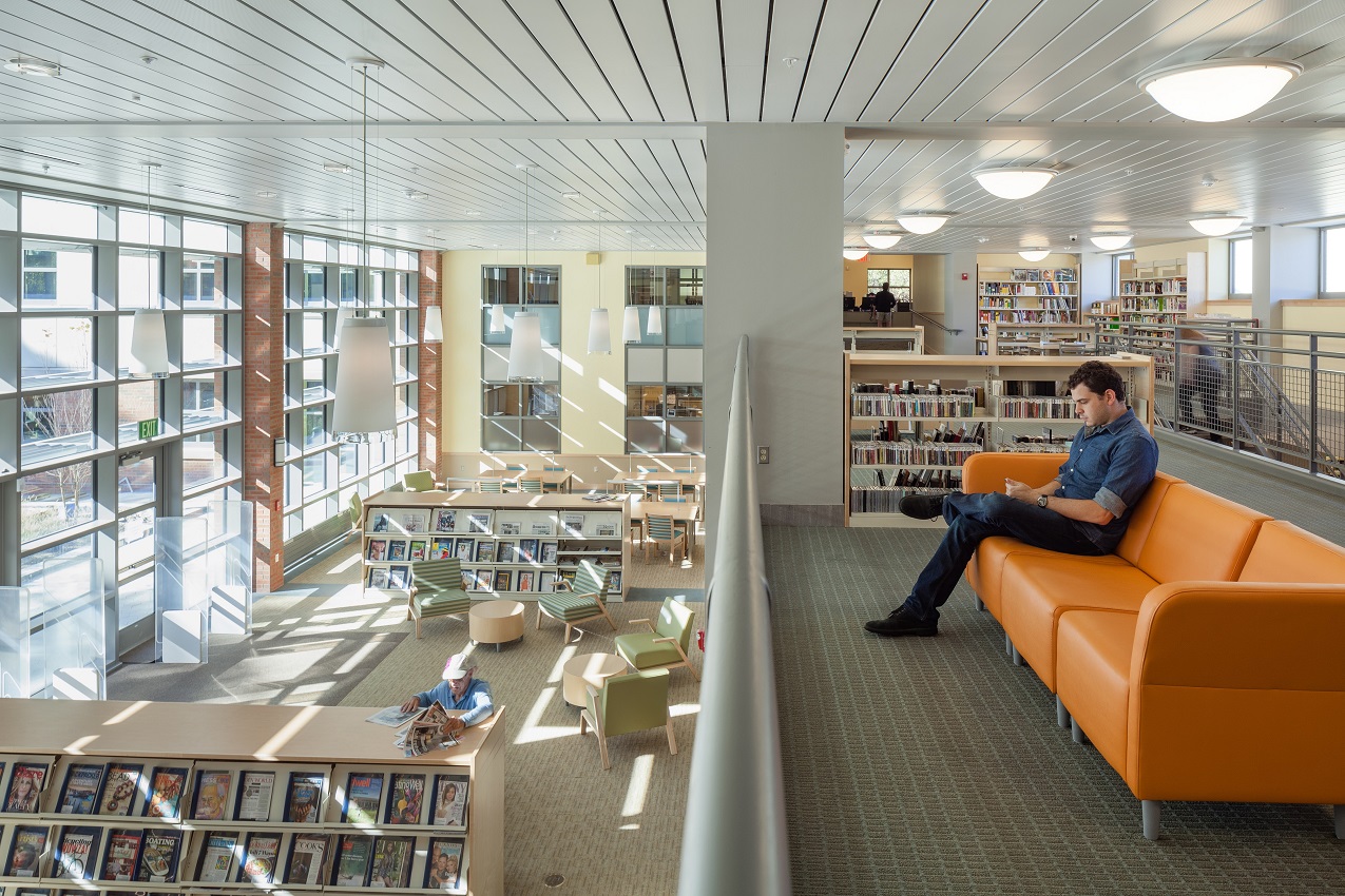 Longwood Public Library LEED Building Interior. 